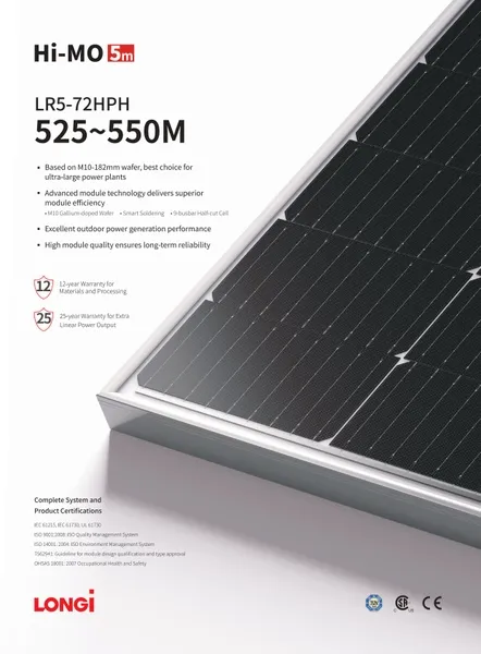 Tấm Pin LONGi 550W | Tấm pin mặt trời LONGi